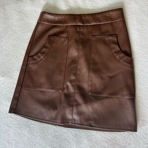 Versona Brown Leather Pencil Skirt